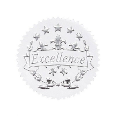 Best Paper Greetings 96 Award Stickers - Silver Certificate Seals, Excellence Star Stickers for Award Certificates