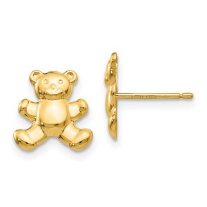 Black Bow Jewelry Kids 10mm Teddy Bear Post Earrings in 14k Yellow Gold - 1 of 4