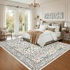Acekool Washable Area Rug, Non-Slip Floral Botanical Carpet, Soft Low Pile Throw Rug for Living Room Bedroom Kitchen, Stain Resistant - 3 of 4