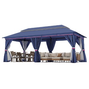 Decksplore 12'x20' Patio Gazebo with Double Roof, Mosquito Net & Privacy Screens - 1 of 4