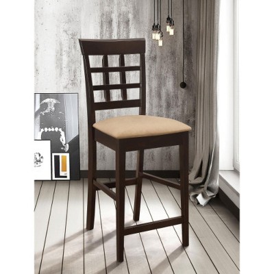 Brown and Cappuccino Upholstered Bar Stool Set of 2