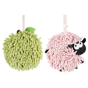 REGALWOVEN 2 Pcs Cute Comfortable Soft Absorbent Chenille Ball Fuzzy Hand Towel - 1 of 4