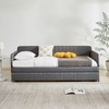 Twin Size Daybed with Trundle, Upholstered Sofa Bed Frame with Metal Slats, Platform Bed Frame, Single Daybed for Bedroom Living Room Guest Room - 2 of 4