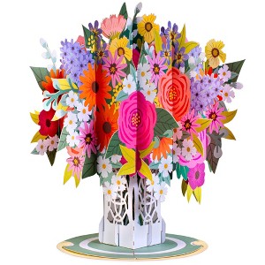 Paper Love 3D Floral Arrangement Card Pop Up Card with Detachable Keepsake Pop-Up Flower Bouquet, For All Occasions  - Large 10" x 7” Cover - 1 of 4