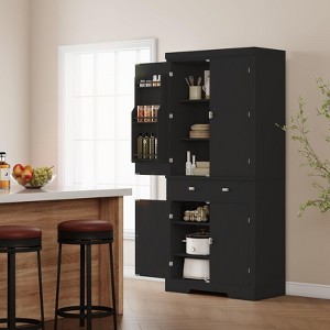 72 Inch Tall Kitchen Pantry Cabinet Large Cupboard Storage Cabinet with Drawer 6 Door Racks Adjustable Shelves for Living Dining Room Laundry - 1 of 4