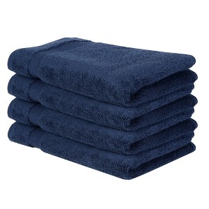 Better Trends 100% Cotton Hand Towel, Pack of 4 (16x26 Inches) Quicker to Dry, Lighter Weight, Super Soft and Absorbent, Navy - 1 of 4