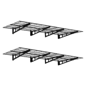 2 Pack Garage Wall Shelf 48x12 Inch Heavy Duty Wall Mounted Storage Shelves with Hooks, 400lbs Total Capacity for Garage Organization - 1 of 4