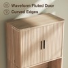 70.1" Tall Fluted Pantry Cabinet, Kitchen Storage Cupboard with Countertop for Microwave, Natural Wood - 4 of 4