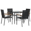 vidaXL 5 Piece Patio Dining Set Black Textilene and Steel - 3 of 4