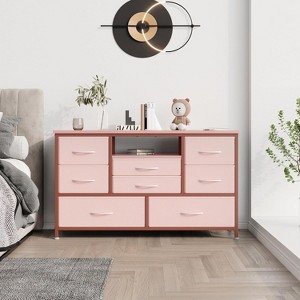 Jojoka 8 Dresser TV Stand with Power Outlet & LED Light, 55'' Wide TV Stand with 8 Deep Drawers - 1 of 4
