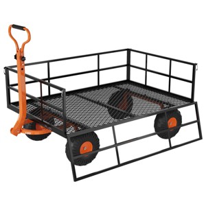 Heavy Duty Steel Garden Cart, Capacity 3 In 1 Pullable Garden Wagon with 13" Wheels, for Gardening Soil, Tools, and Plant Transport - 1 of 4