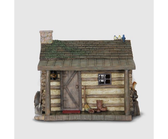 9 Resin Solar Log Cabin House Brown Exhart Buy Online In