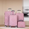 Gulches 4-piece ABS lightweight suitcase, 14 inch makeup box, aircraft wheels (14/20/24/28) PINK - 2 of 4