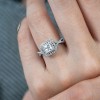 1 Carat Square Cut Moissanite Ring - Double Halo Ring - Cluster Ring - 18k White Gold Plated - 3 of 4