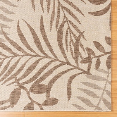 Sand Havana Botanical Leaf Indoor/Outdoor Flatweave Area Rug 6' x 9'
