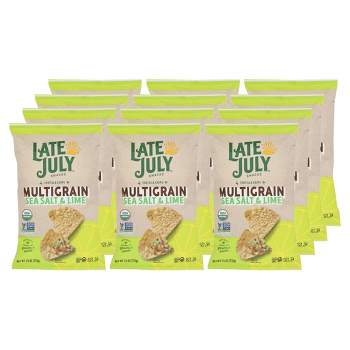 Late July Snacks Multigrain Sea Salt and Lime Tortilla Chips - Case of 12/7.5 oz