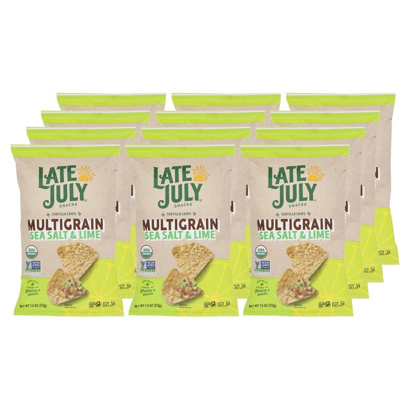 Late July Snacks Multigrain Sea Salt and Lime Tortilla Chips - Case of 12/7.5 oz, 1 of 7