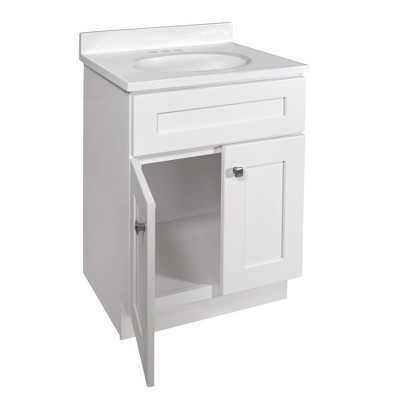 Brookings White Shaker 25" Bathroom Vanity with Marble Top