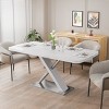 Modern Extendable Dining Table,Glossy Dining Table With MDF Tabletop And Crossed Stainless Steel Base,Rectangular Dining Table-Coolbibila - 3 of 4