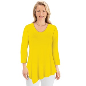 Collections Etc Asymmetrical Hem 3/4 Length Sleeve Knit Tunic - 1 of 4