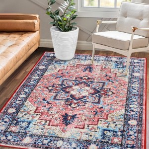 Nasitip Vintage Farmhouse Boho Area Rug - Ultra Soft Washable Non-Slip Rug with Distressed Rustic Print for Home Office - 1 of 4