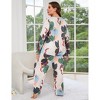 Women Plus Size 2 Piece Sleepwear Floral Print V Neck Pajamas Loungewear with Pockets - 4 of 4