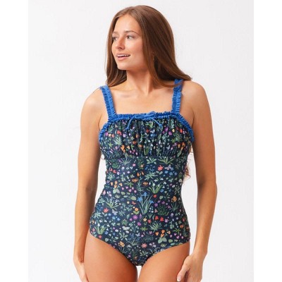Forage Floral Ruffle-Strap One-Piece