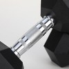NAYSAYE Dumbbell 35LBS Hex Dumbbell with Chrome Plated Knurled Handle Rubber Coated Solid Cast Iron for Home Gym, Silver, 14"*7"*6" - 3 of 4