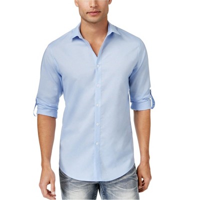 I.N.C International Concepts Mens Roll-Tab Button Up Shirt, Blue, Small