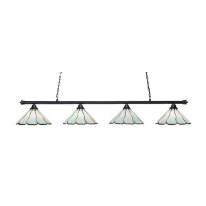 Toltec Lighting Oxford 4 - Light Island Pendant Light in  Matte Black with 16" Pearl & Black Flair Art Glass Shade - 1 of 1