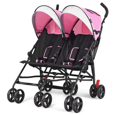 Infans Double Light-Weight Stroller, Travel Foldable Design, Twin Umbrella Stroller with 5-Point Harness, Cup Holder, Sun Canopy for Baby, Toddlers