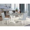 HomeStock 5-Pc Rectangle Natural Oak Finish Solid Wood Top Dining Table with 4 Upholstered Chairs - 2 of 4