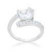 Slickblue Stylish 2.3ct Clear CZ Rhodium Ring for Women, Unique Bridal and Contemporary Design, Sizes 5-10 - 2 of 4