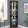Lighted Corner Curio Cabinet with Side-Hinged Glass Doors and Adjustable Shelves, Elegant Display for Living Room, Bar, Wine, Antique Collections - 3 of 4