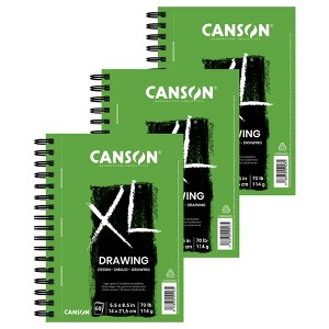 Canson XL Series Drawing Pad, Side Wire Binding, 60 Sheet, 5.5x8.5 inch, Pack of 3 - 1 of 2