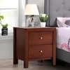 Vynxaria Elegant Transitional Cherry Nightstand with Storage, 25"H×22"W×17"D, 2 Spacious Drawers, Sturdy Construction, No Assembly Needed - 3 of 4