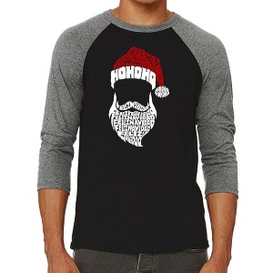 LA Pop Art Feliz Navidad Santa Claus - Men's Raglan Baseball Word Art T-Shirt - 1 of 4