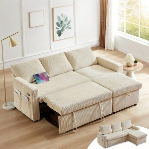 Vipbear 81 in Sectional Sofa Bed with Pull Out Bed,L-Shaped Couch Sleeper Sofa with Reclining Backrest,Reversible Storage Chaise,Tool-Free Assembly - 1 of 4
