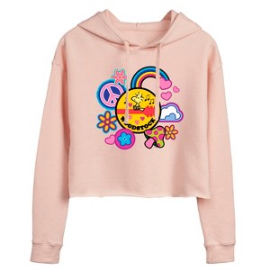 Women's - Peanuts - Woodstock Peace And Love Flair Cropped Graphic Hoodie - 1 of 4