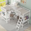 PAGED Twin Size Loft Bed L-Shaped Wooden Bed Frame with 2 Desks, Inclined Ladder and Guardrail for Bedroom - 2 of 4