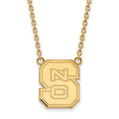 Black Bow Jewelry 10k Yellow Gold North Carolina State Wolfpack NCAA Necklace 18 Inch