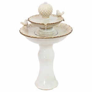 Sunnydaze 27"H Electric Ceramic 2-Tier Resting Birds Outdoor Water Fountain - 1 of 4