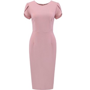 INSPIRE CHIC Women's Wear to Work Sheath Petal Sleeve Elegant Office Pencil Dress - 1 of 4