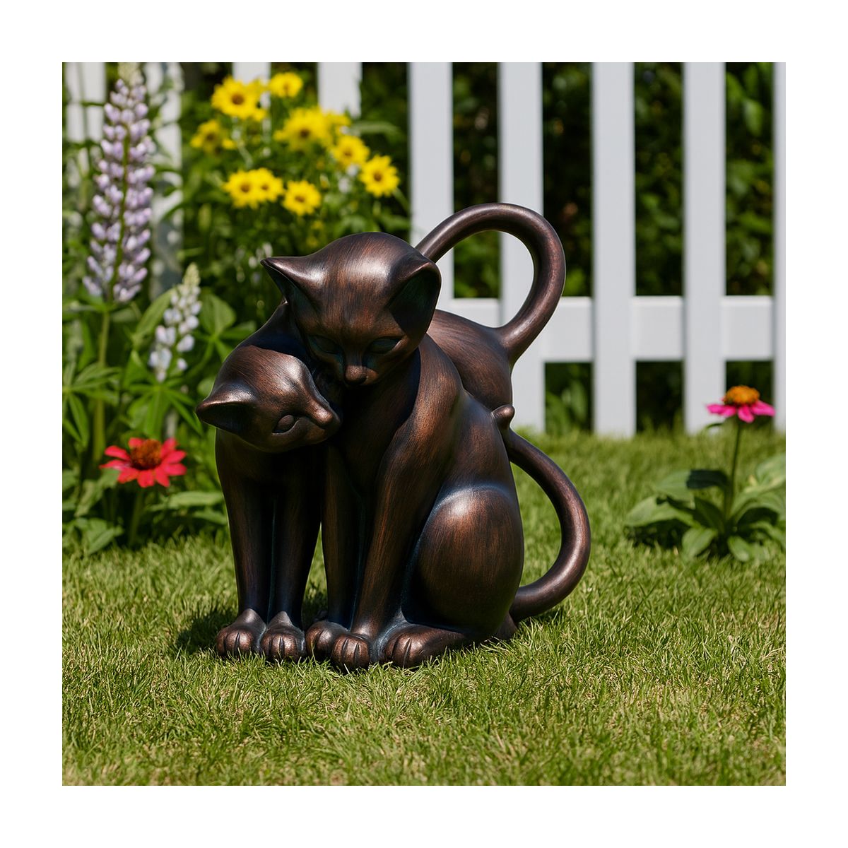 Decorative Cat with Figurine for Garden Decor - Whimsical Resin Figurine for Front Porch,Yard, Flower Bed Display - thumbnail 2