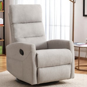 Mshliw Manual Recliner Chair with Rocker and 360° Swivel, Fabric Upholstered Lounge Chair with Handle Recline for Living Room,Adjustable Recline - 1 of 4