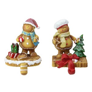 Northlight Holiday Gingerbread Christmas Stocking Holders - 5.25" - Set of 2 - 1 of 3