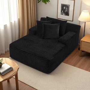 Velvet Single Lazy Sofa Lounge Chair with High-Density Foam & Fluffy Comfort - 1 of 4