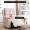 360 Swivel Rocker Chair Small Rocking Recliner, Upholstered Fabric Glider Nursery Chair with Side Pockets with Cup Holder, Massage and Heat Recliner - 2 of 4