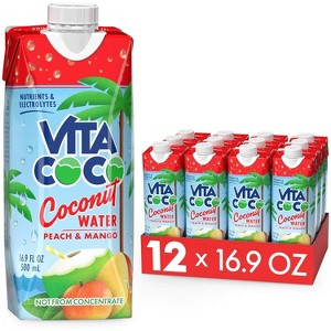 Vita Coco Coconut Water, Peach & Mango - Naturally Hydrating Electrolyte Drink - Sports Drinks - Gluten Free -16.9 Fl Oz (Pack of 12) - 1 of 4