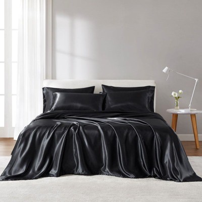 Sapphtopaz 4 PCS/6 PCS/7 PCS Comforter Set,Bed Set with 1 Flat Sheet,1/2 Fitted Sheet,2/4 Pillowcase,Luxury Satin Sheet Set Machine Washable